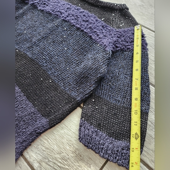 Brunello Cucinelli Dazzling Sequin Women Sweater Blue Stripe Large Sheer Luxury - Picture 9 of 12